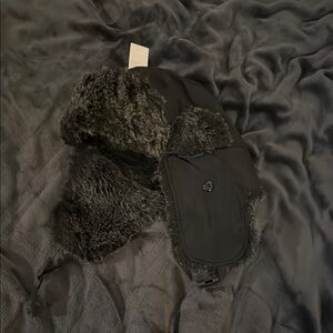 Black Faux Fur Trapper Hat